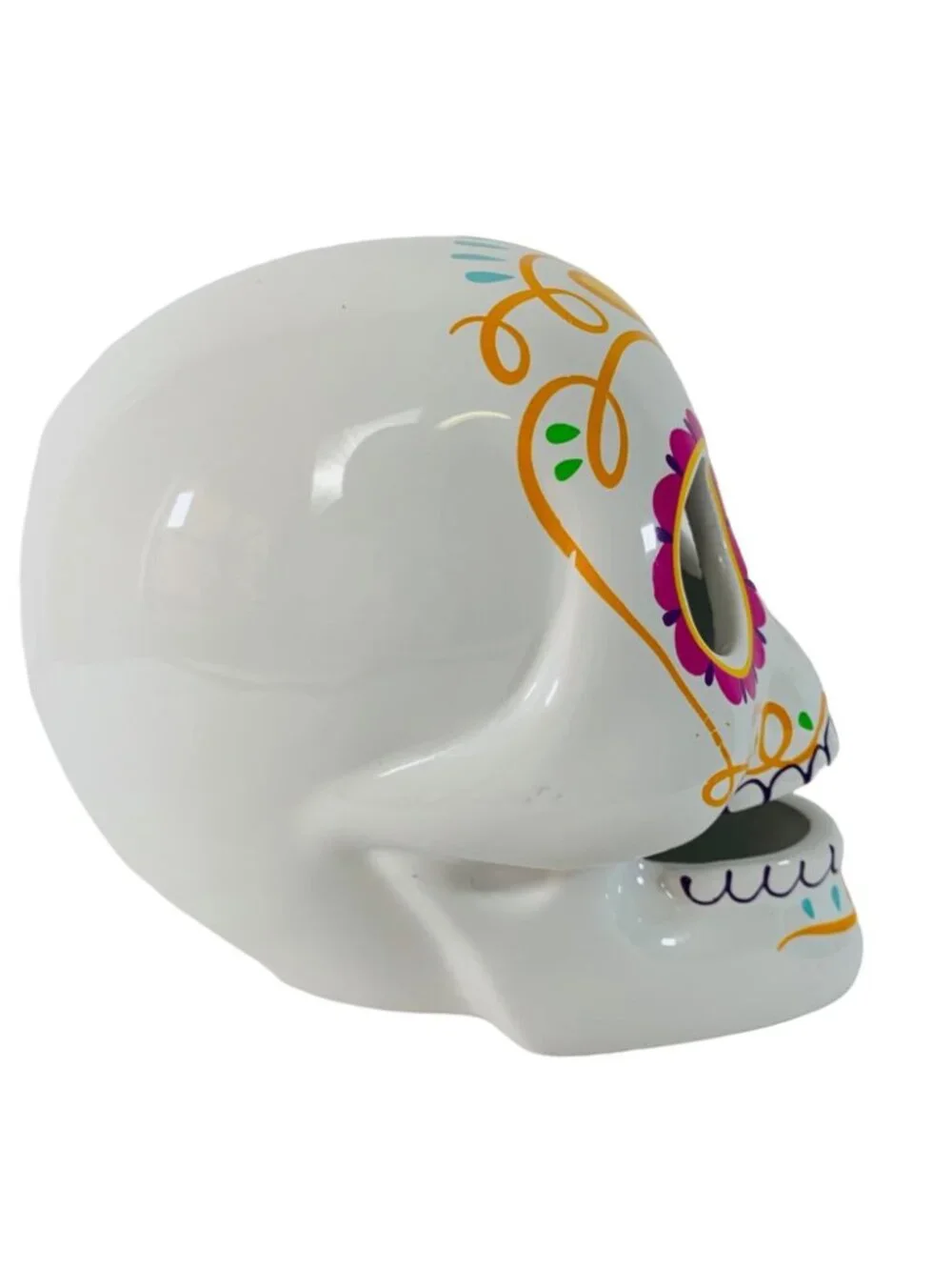 Halloween Sugar Skull Light Up Ceramic Day Of The Dead Calavera Decor Lamp
